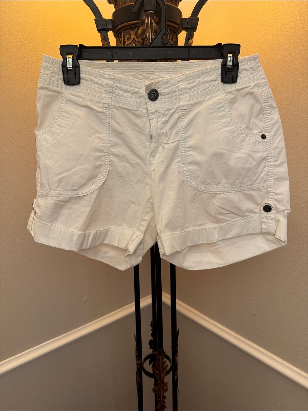 INC International Concepts White Cotton Roll-Tab Bermuda Shorts